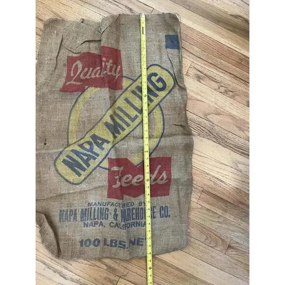 Vintage Napa Milling Feeds Burlap Sacks - Quality Grains - Set of 4 - Picture 3 of 4